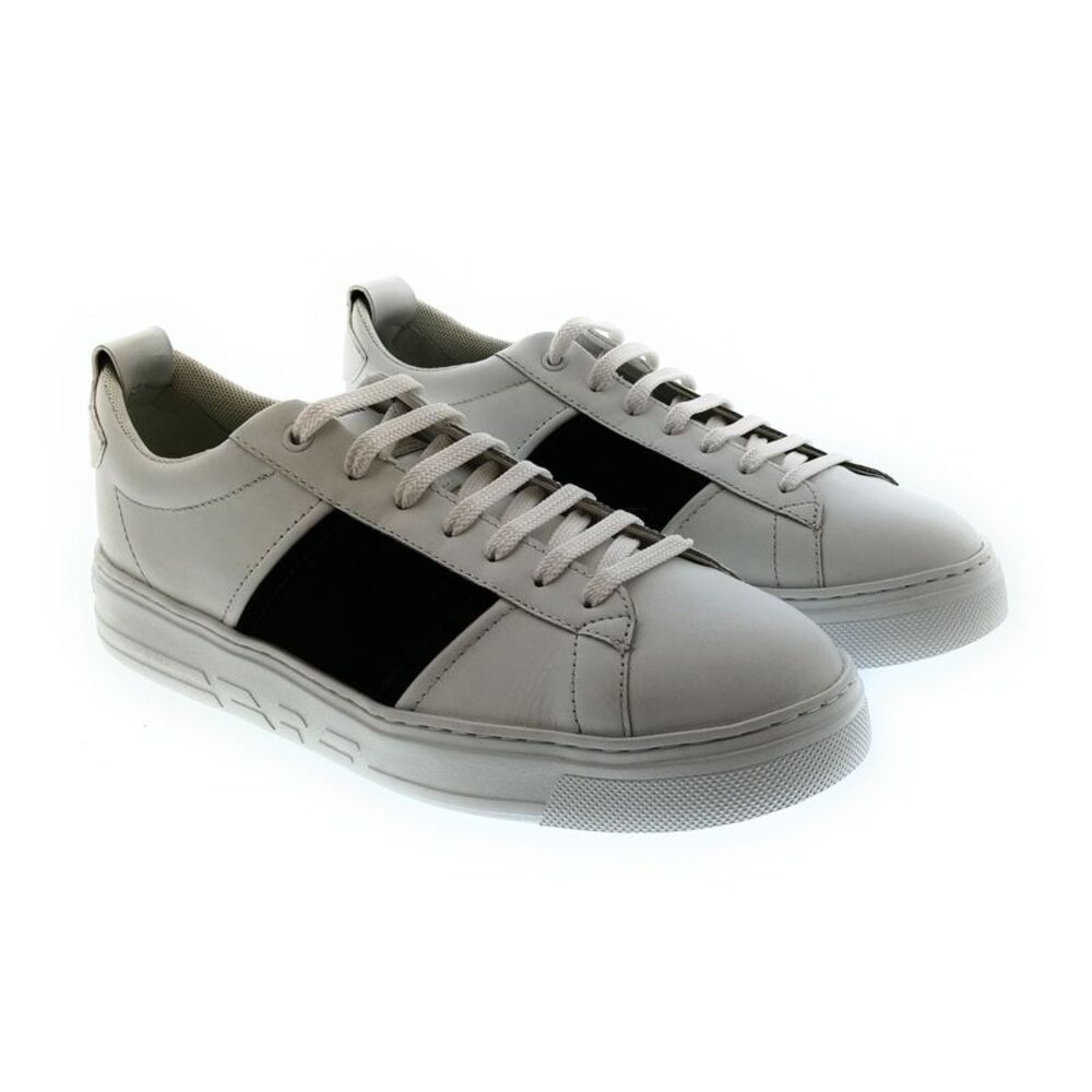 Emporio Armani Men's White Black Contrast-Panel Low-Top Sneakers
